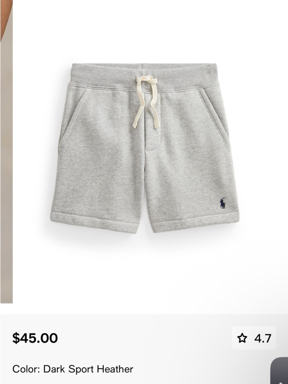 Polo Ralph Lauren Heather Gray Sweat Shorts 2T NEW